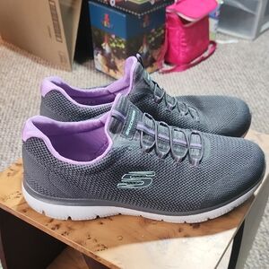 Skechers Women's Charcoal and Lavender Sneakers
